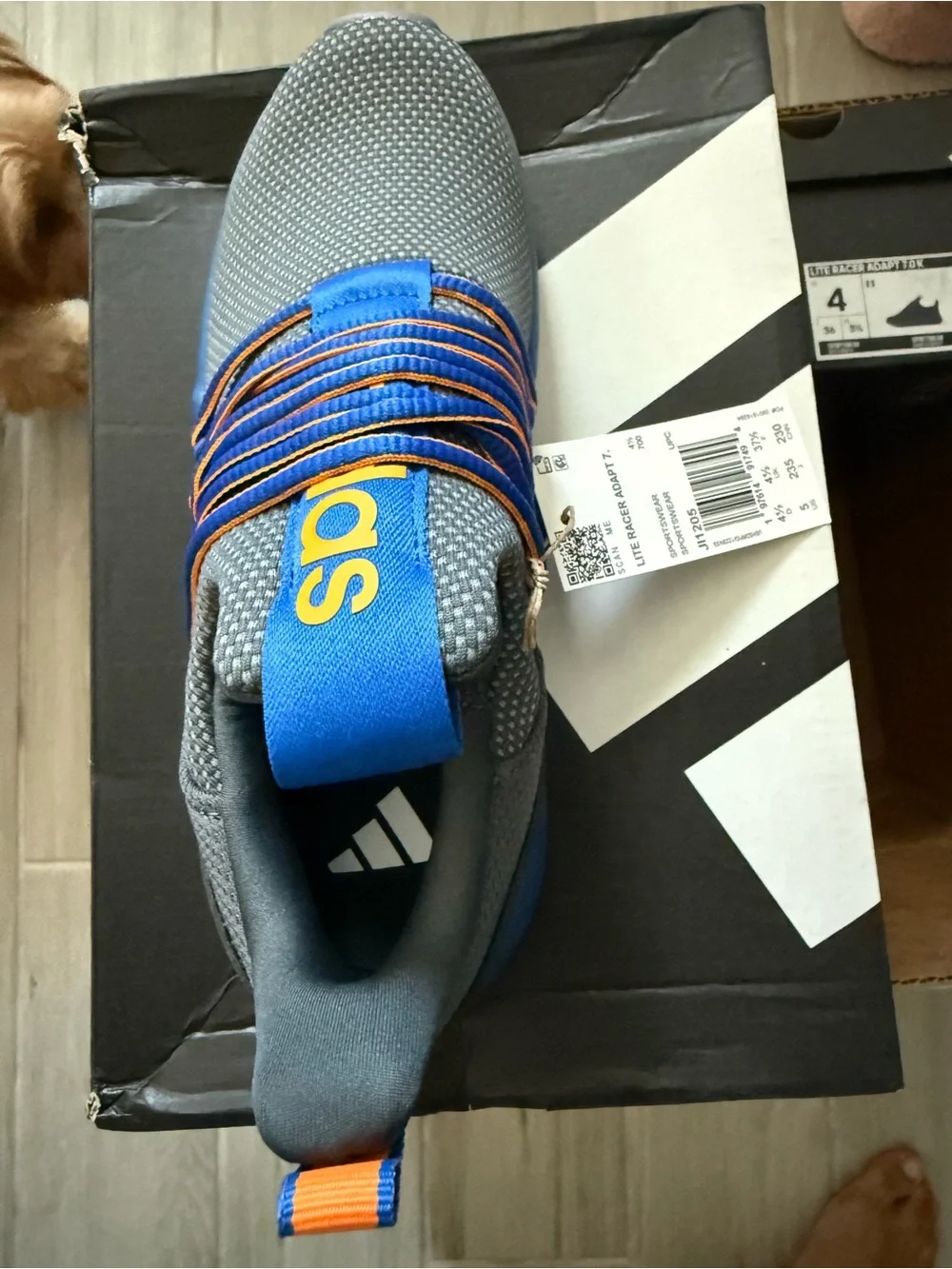 adidas Kids Gray and Blue Lite Racer Sneakers